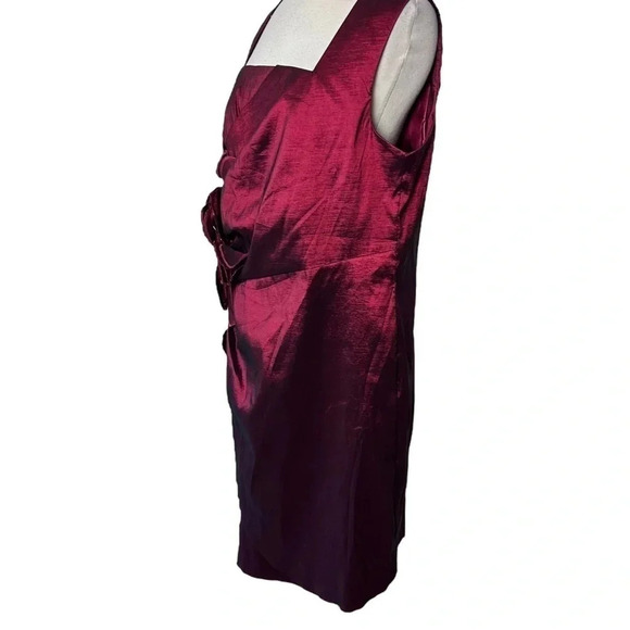 Midnight Velvet 18W‎ maroon iridescent square neck formal dress with ruching - Picture 3 of 8
